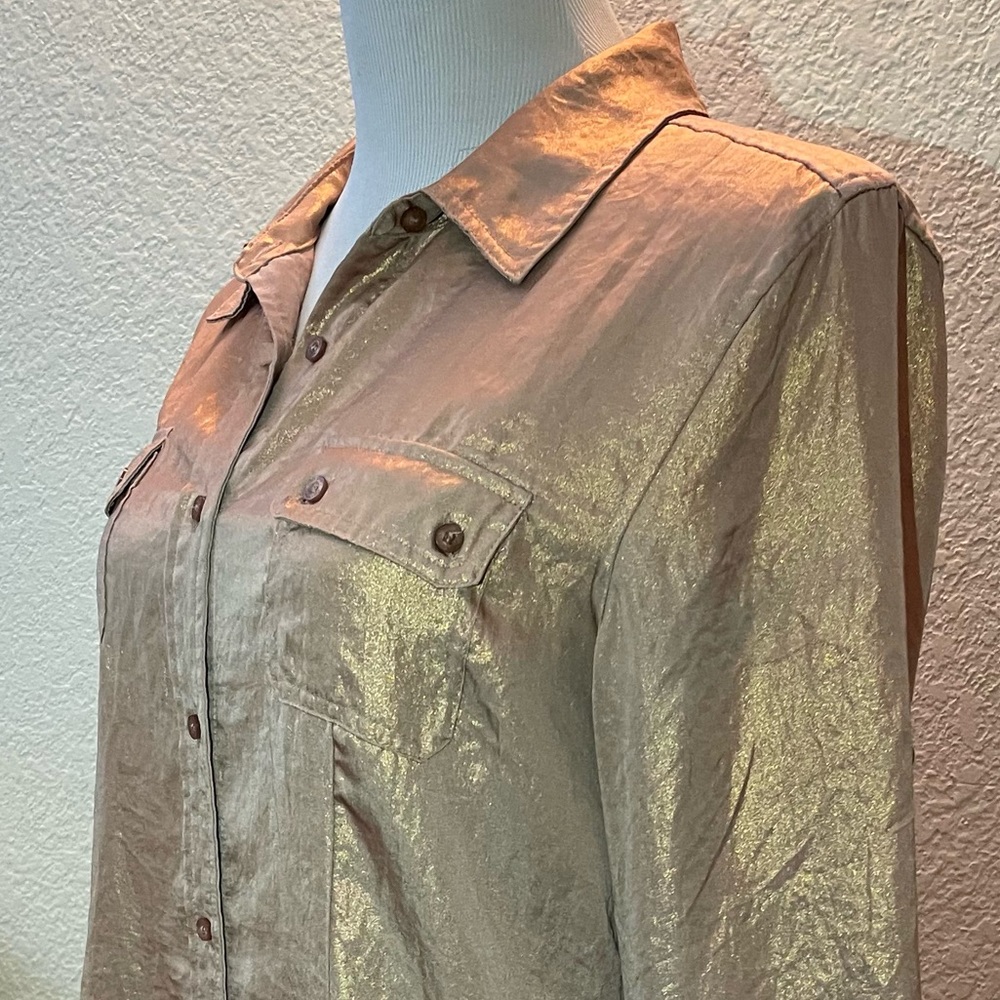 Calvin Klein Shirt - Copper with Gold Sheen - Button down - Breast pockets - M